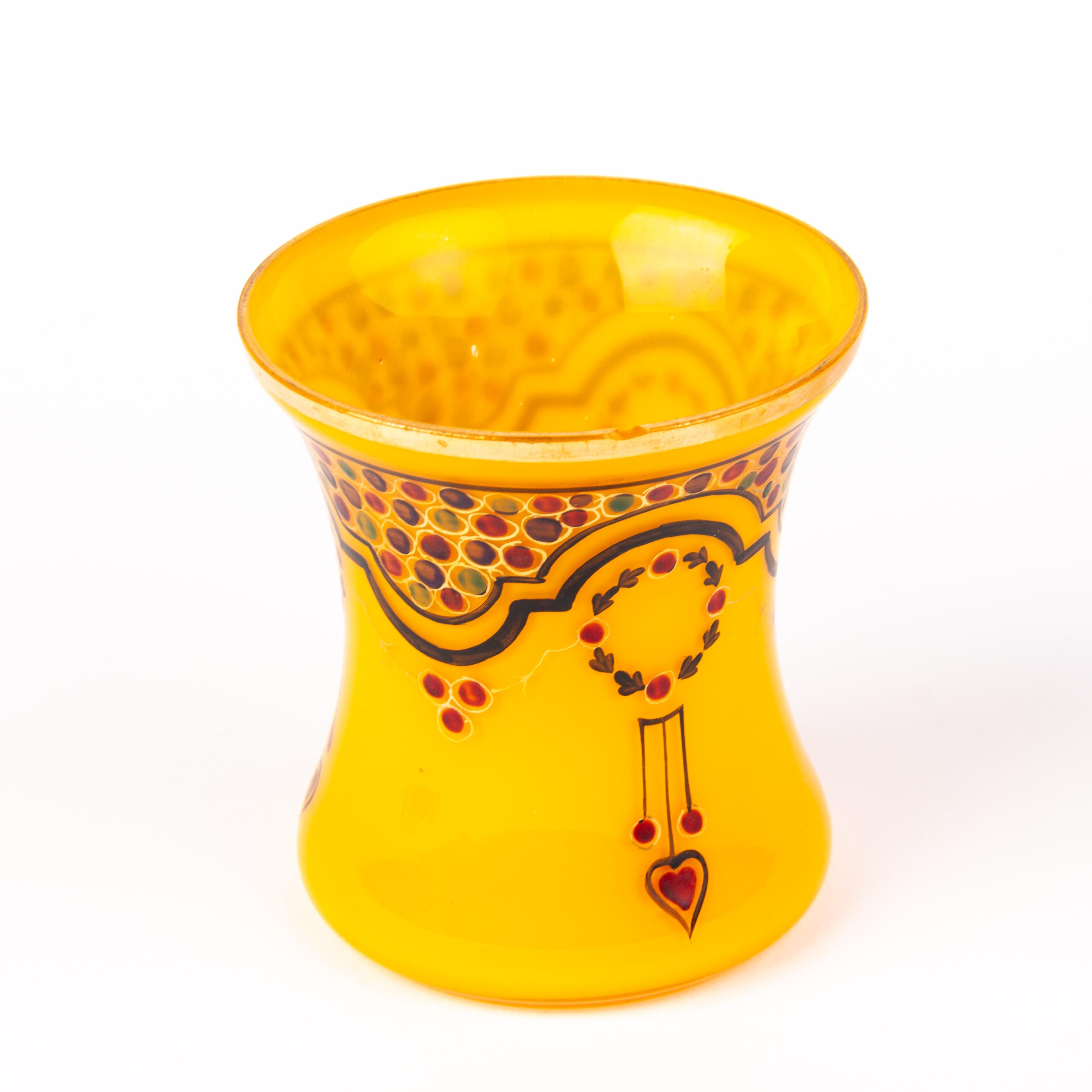 20th Century Manner of Loetz Tango Enamel Bohemian Glass Art Nouveau Vase