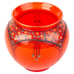 Antique Manner of Loetz Tango Enamel Bohemian Glass Art Nouveau Vase