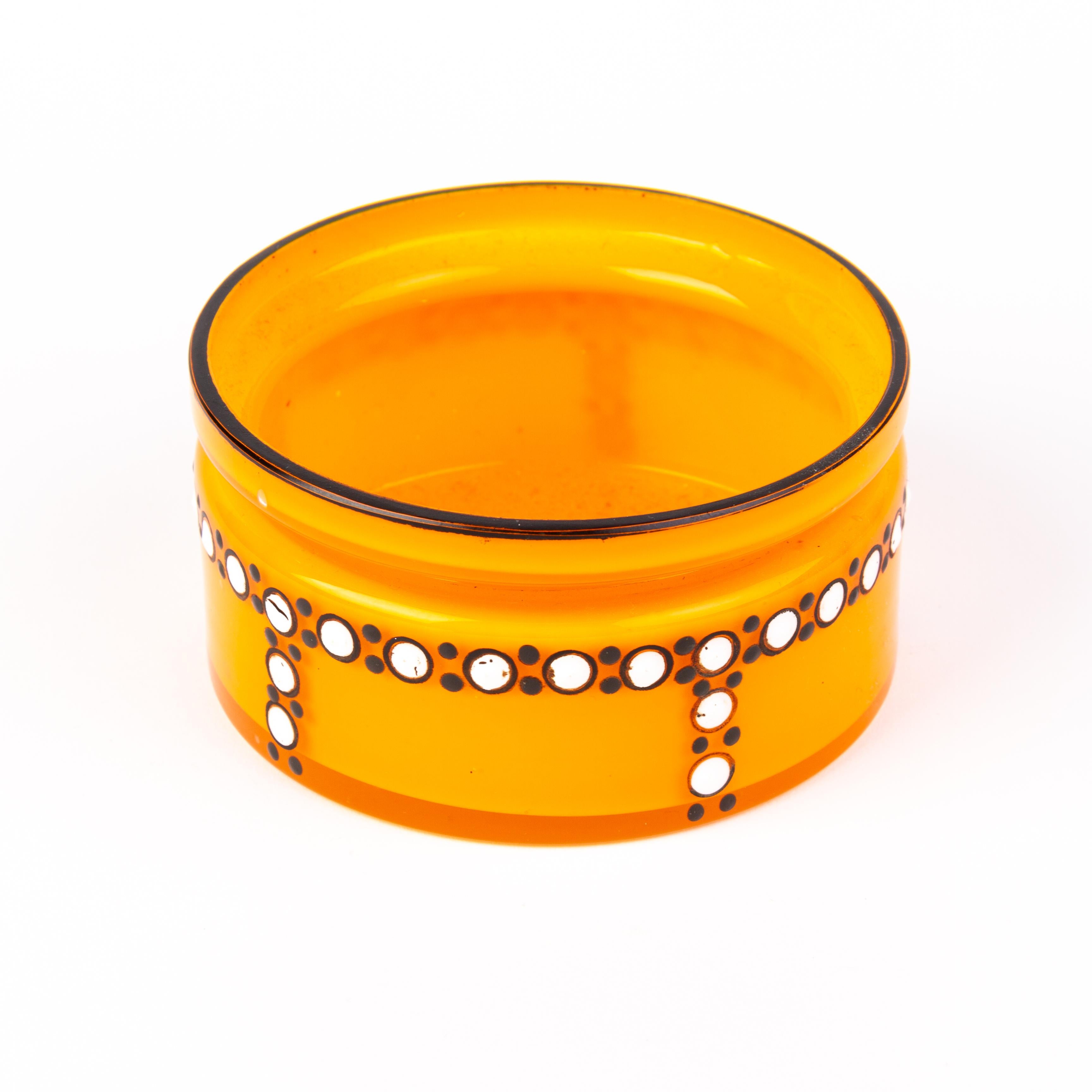 In good condition
From a private collection
Manner of Loetz Tango Enamel Glass Art Deco Bowl