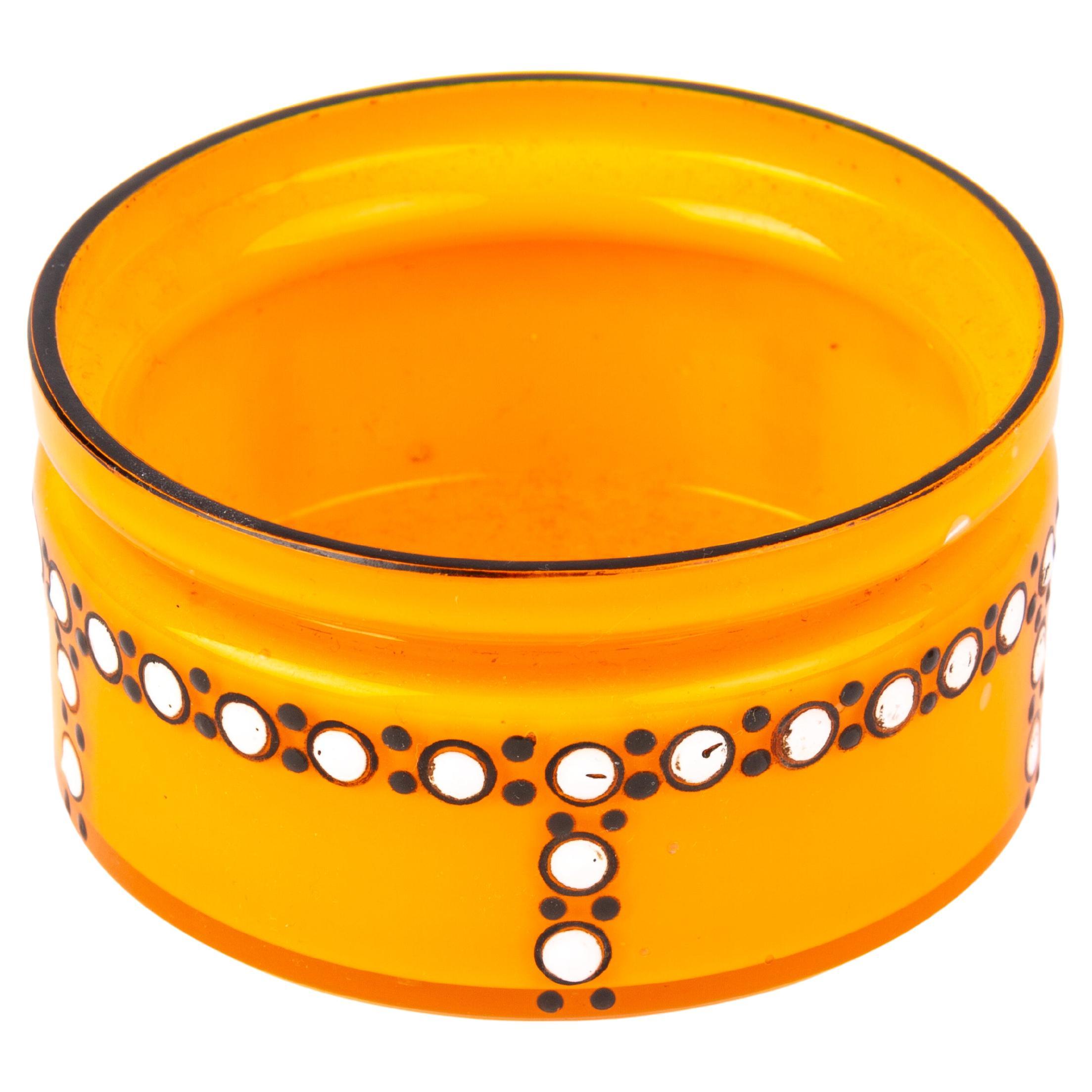 Manner of Loetz Tango Enamel Glass Art Deco Bowl For Sale