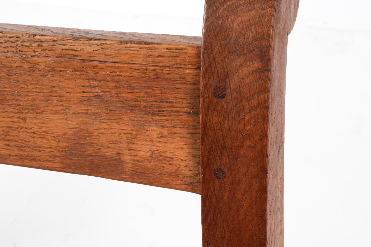 Banc de hall en chêne hollandais avec assise en jonc, vers 1950, de la main de Martin Visser en vente 12