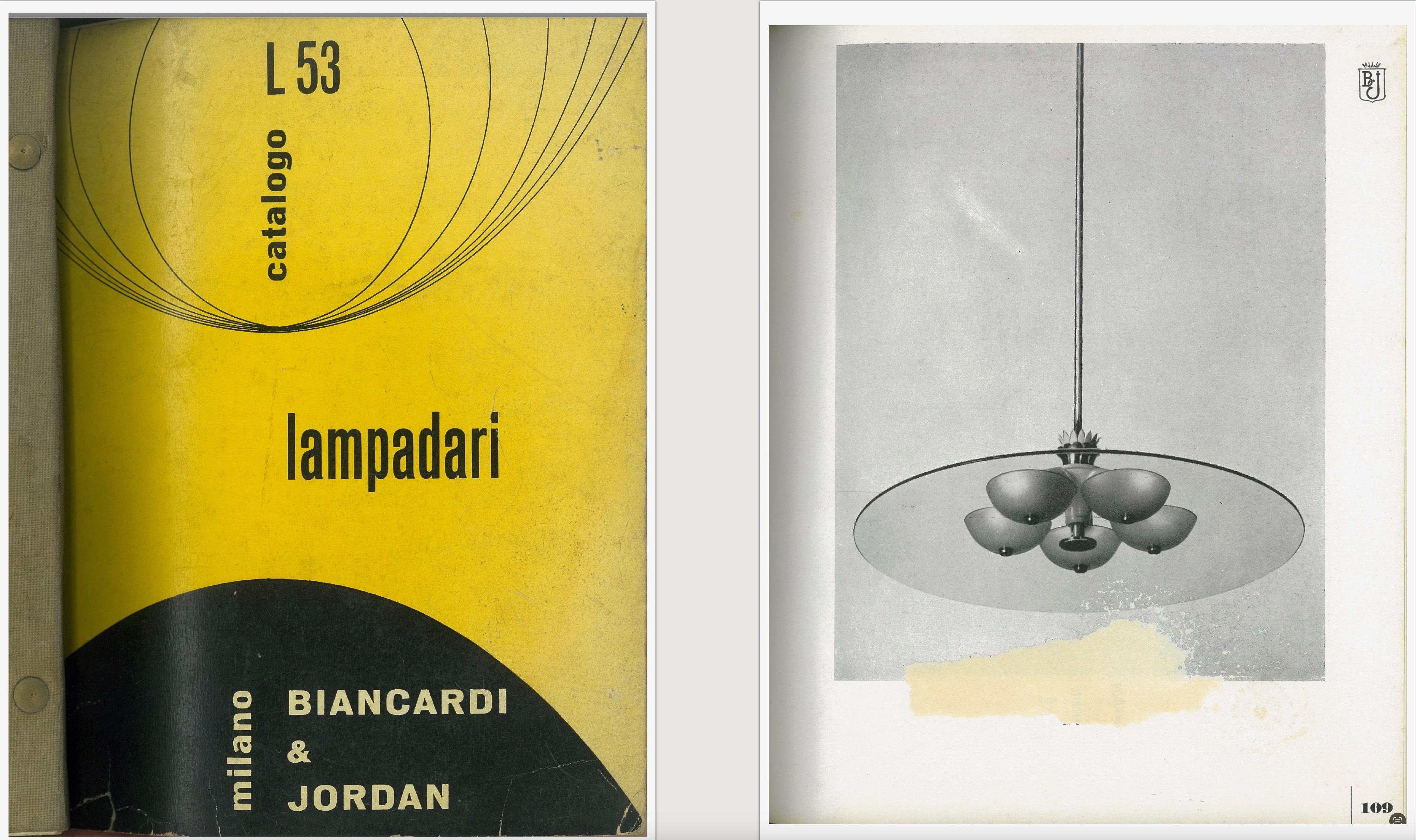 Mid-Century moderno Ciondolo a cinque luci Biancardi and Jordan in vendita
