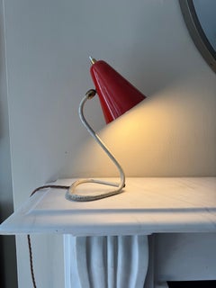 Mid-Century French Cocotte Desk Lamp, Red and White, 1950s
