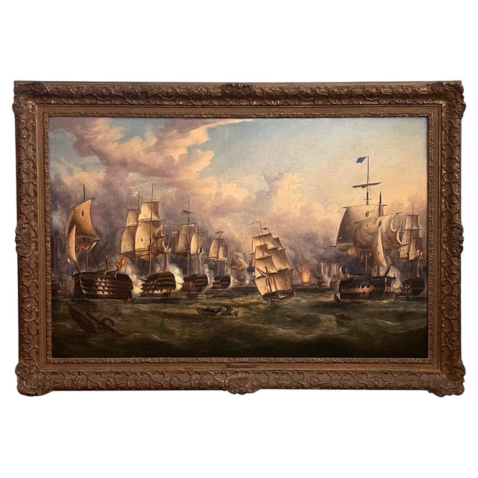 Manner of Sir George Chambers - The Battle of Trafalgar (oil on canvas)