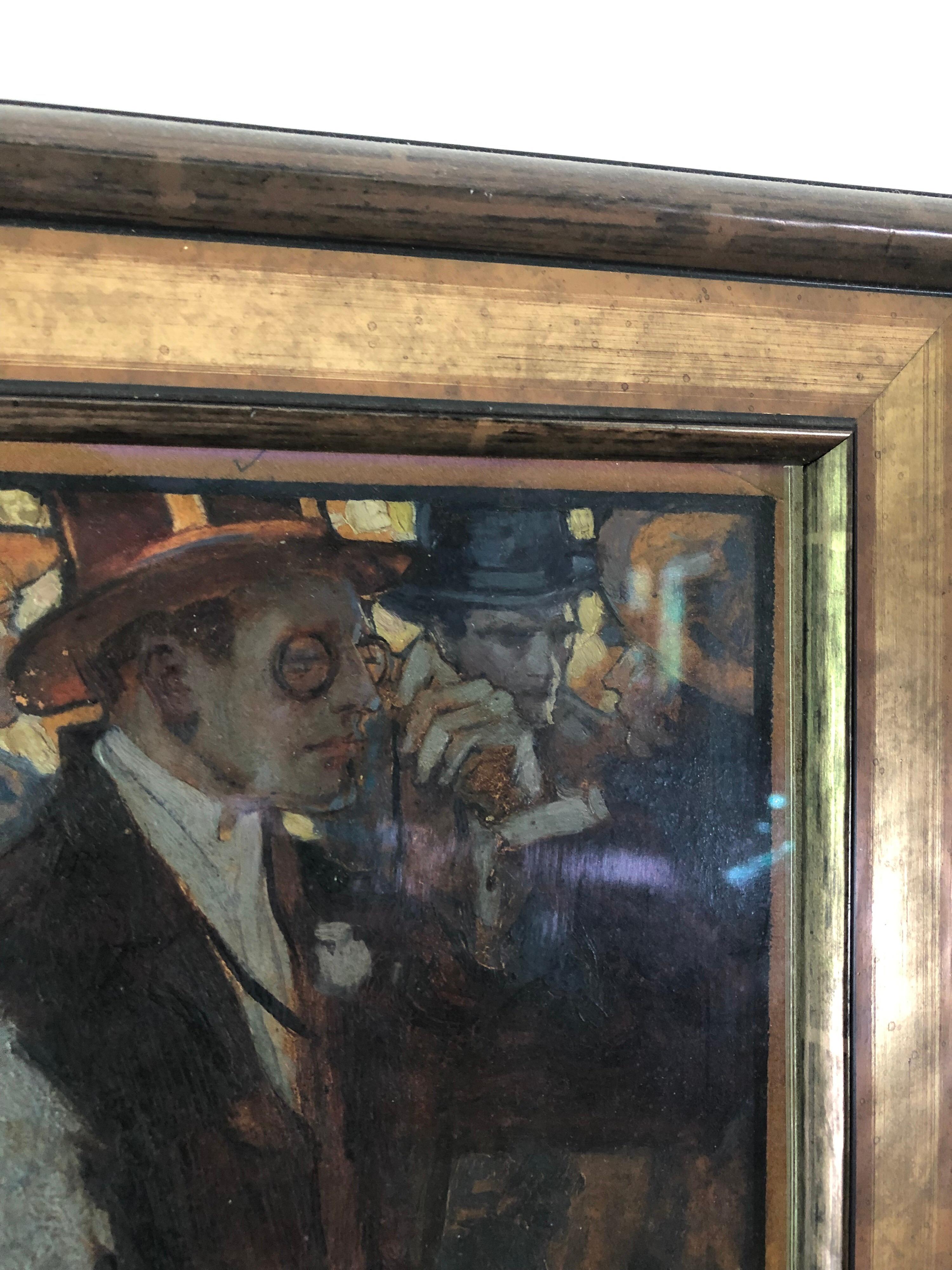 Manner of Touleouse Lautrec, Oil on Board In Good Condition For Sale In Stockton, NJ