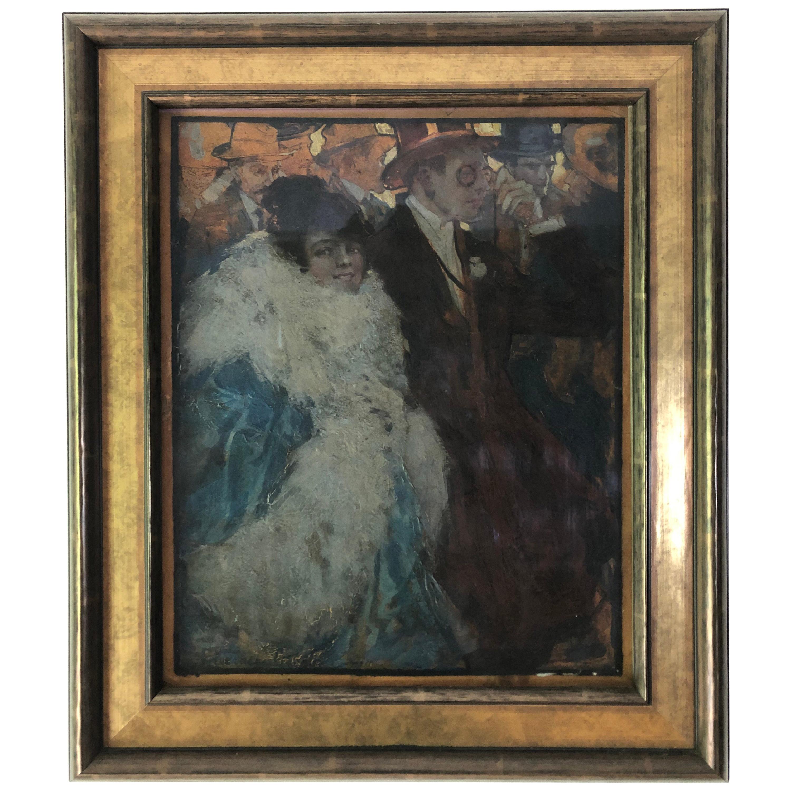 Manner of Touleouse Lautrec, Oil on Board For Sale