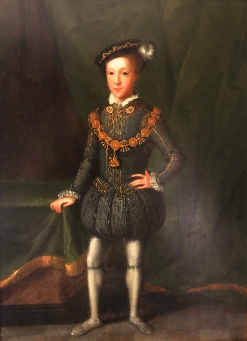 Unknown Figurative Painting - King Edward VI (1537-1553) C1670-1700 Historically Important Oil On Oak Panel