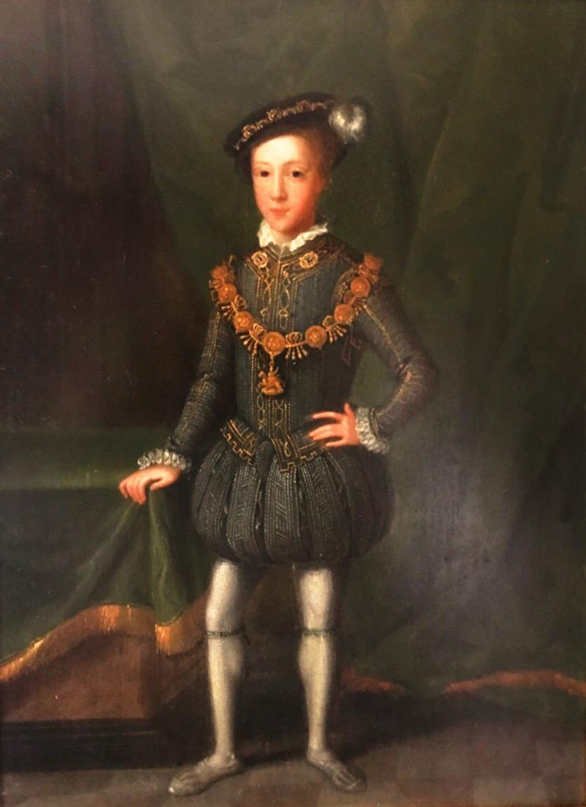 Unknown Portrait Painting - King Edward VI (1537-1553) C1670-1700 Historically Important Oil On Oak Panel