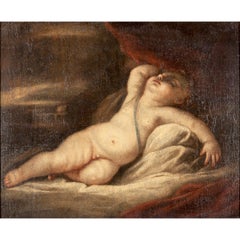 Manner Titian, Oil on Canvas Sleeping Cupid