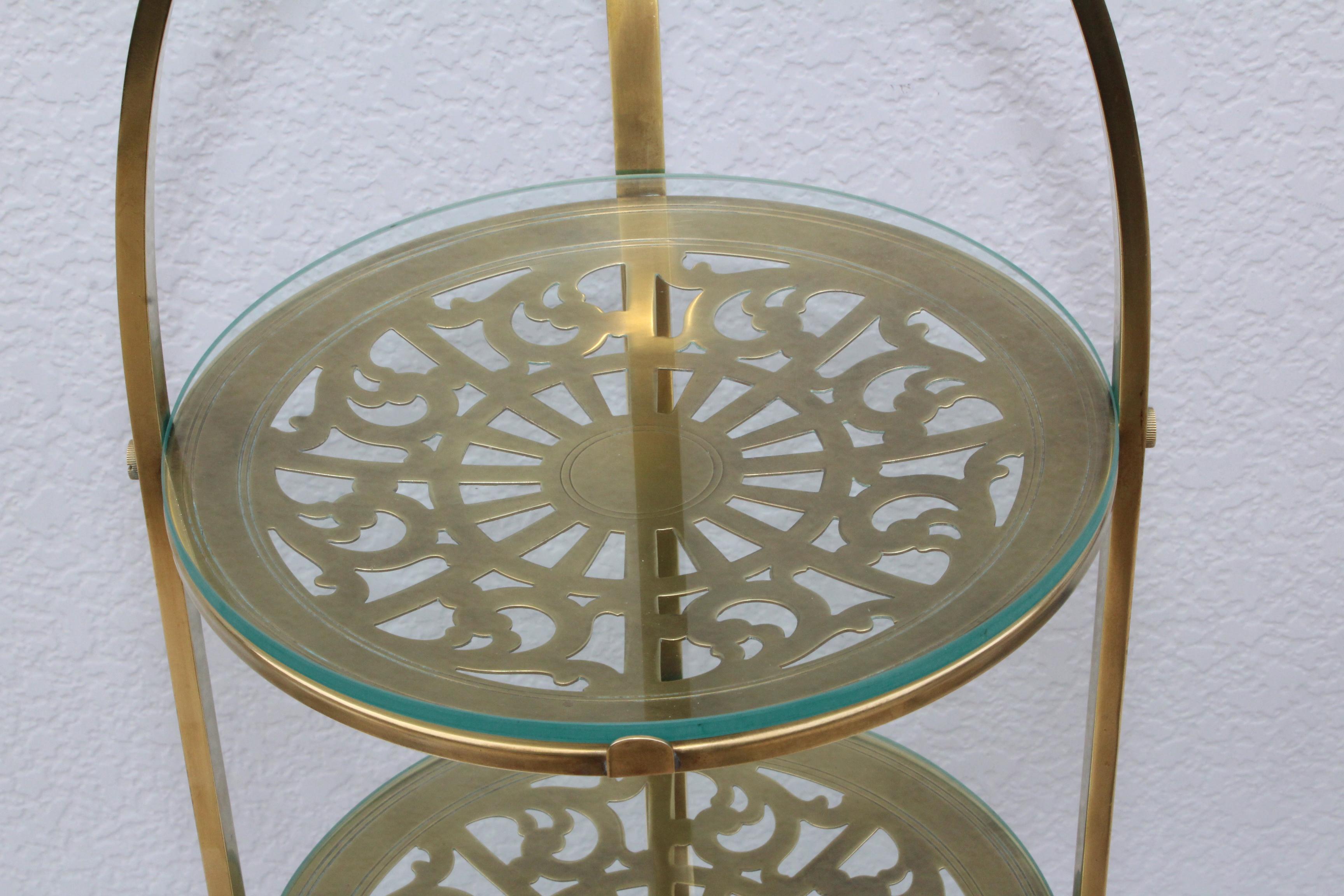 Mid-20th Century Manning Bowman Mid-Century Modern Brass Cake Stand For Sale