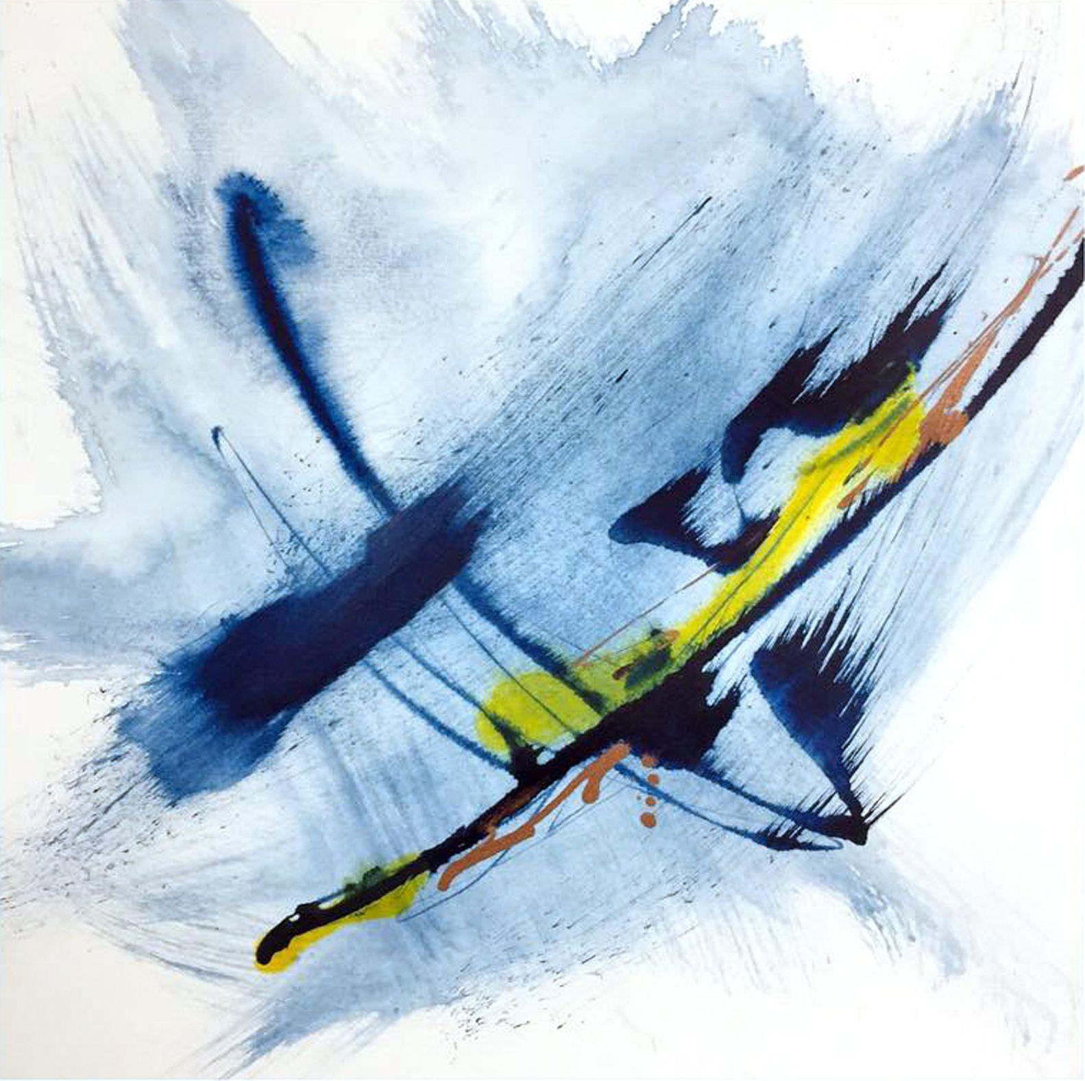 Abstract Painting de Manny Martins Karman - MARCAS EN NAVY#1, Pintura, Acrílico sobre papel