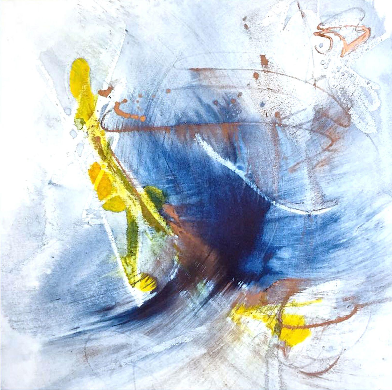 Manny Martins Karman Abstract Painting – MARKS IN NAVY#2, Gemälde, Acryl auf Papier
