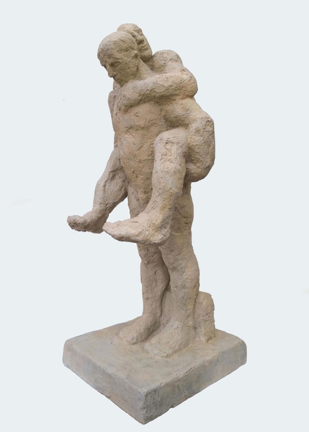 On Southend Beach - Zeitgenössische figurative Skulptur aus Jesmonit