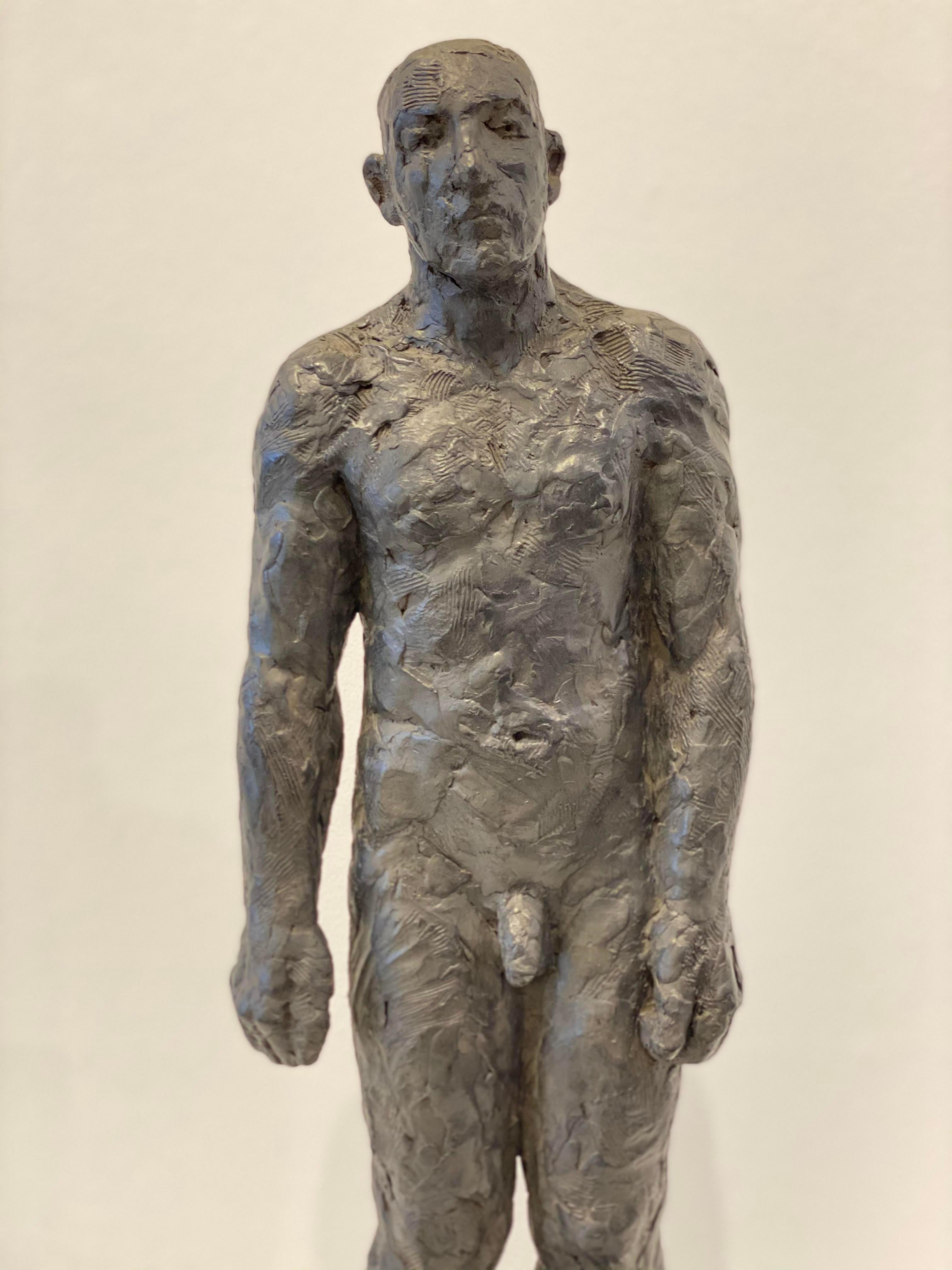 Waterton - contemporary bronze and graphite resin figurative nude male sculpture - Sculpture by Manny Woodard