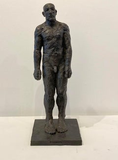 AM Contemporary - sculpture figurative masculine nue en bronze et résine graphite