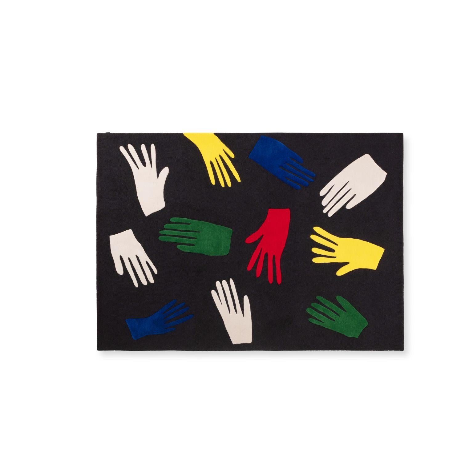Mano chrome rug by Jean-Charles de Castelbajac
Dimensions: W 170 x H 240 cm
Materials: wool
Dimension customization is possible for bigger format only. 

Jean-Charles de Castelbajac is a visionary designer and artist who anticipated the