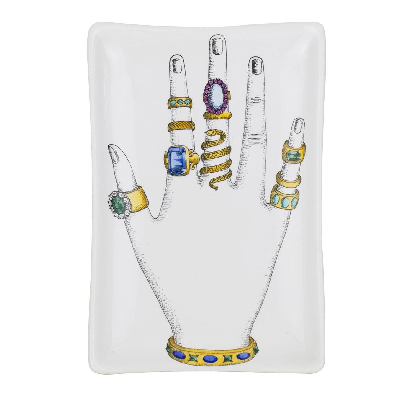 Porcelain Mano con Anelli Rectangular Ashtray For Sale