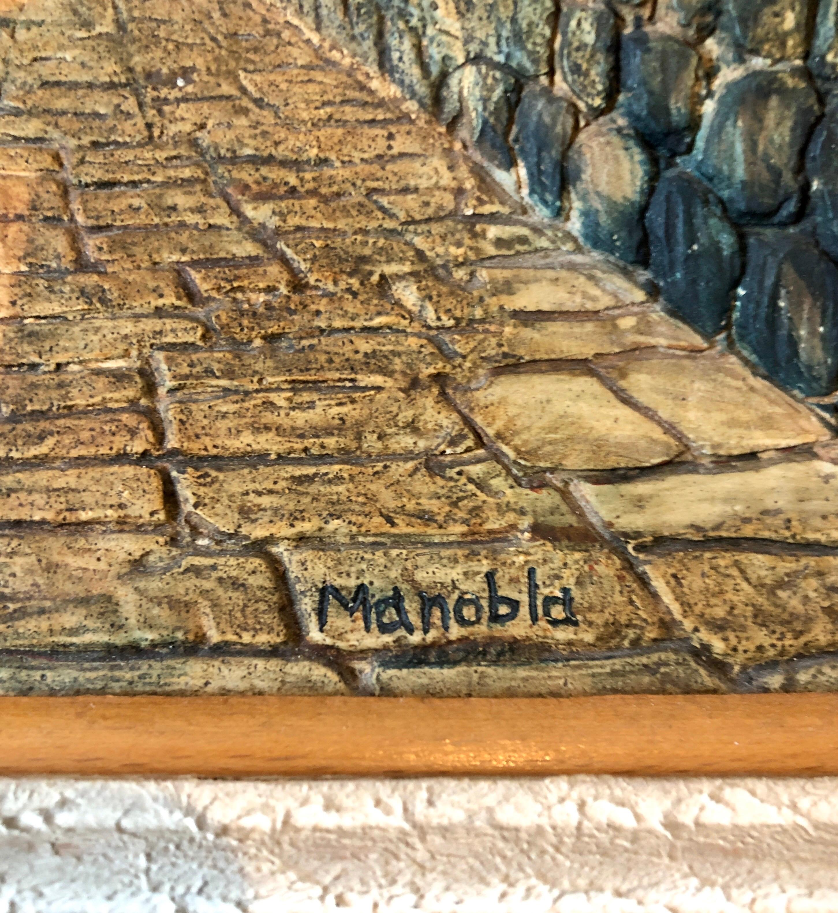 Vintage Jerusalem Western Wall Relief Sculpture Model Diorama Painting Judaica For Sale 8