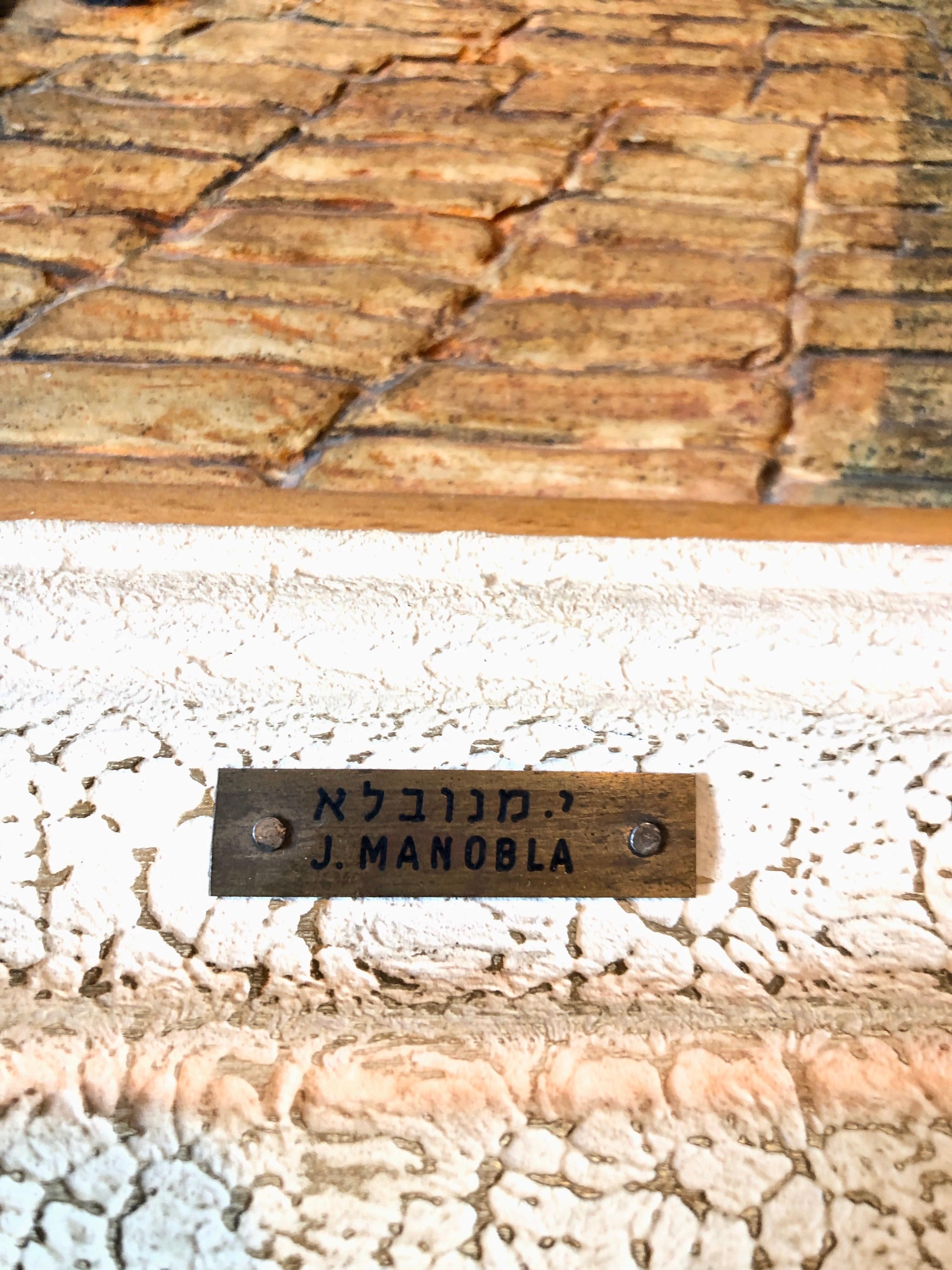 Vintage Jerusalem Western Wall Relief Sculpture Model Diorama Painting Judaica For Sale 9