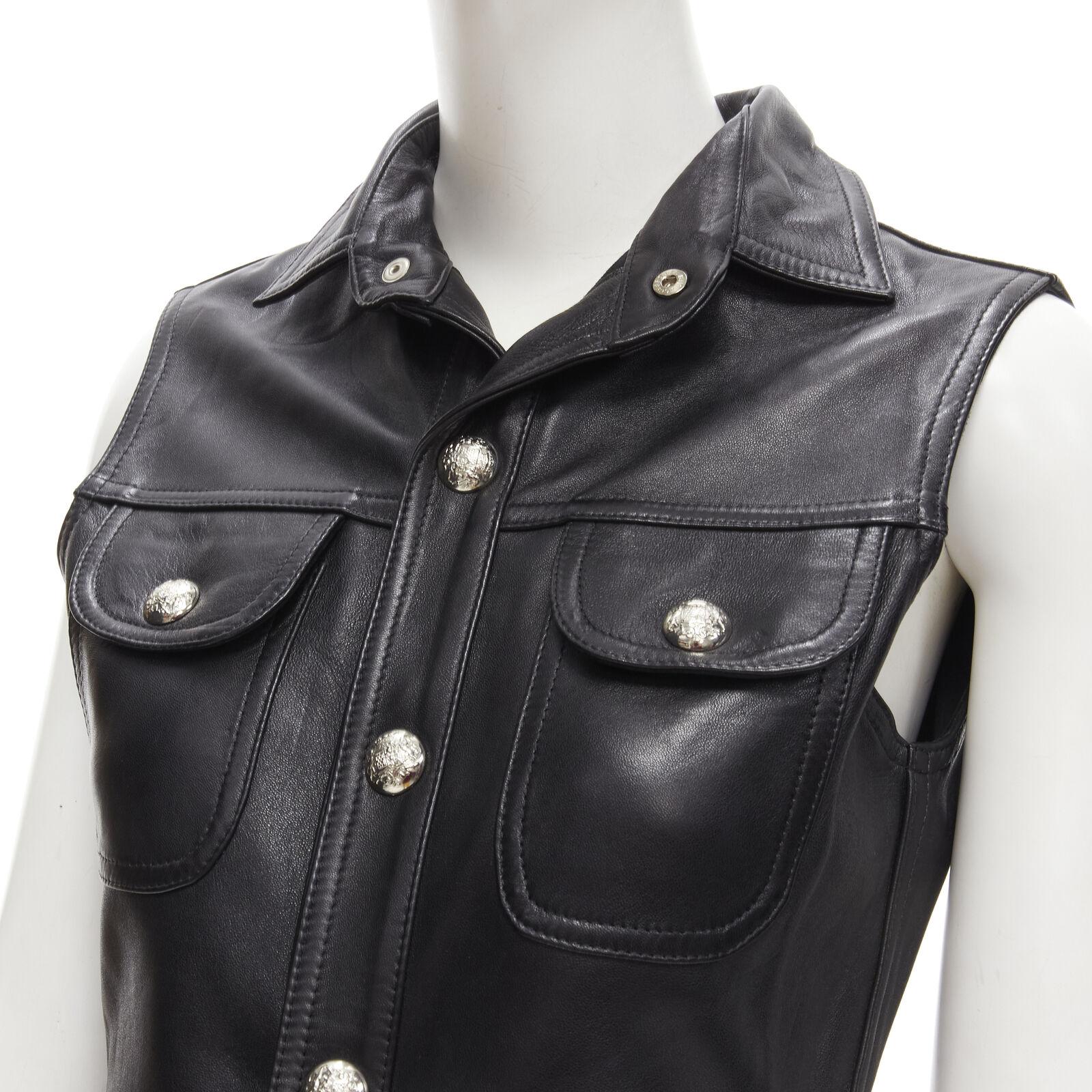 MANOKHI black genuine leather military crest buttons romper FR34 XS
Reference: AAWC/A00118
Brand: Manokhi
Material: Calfskin Leather
Color: Black, Silver
Pattern: Solid
Closure: Snap Buttons
Lining: Unlined
Extra Details: Genuine leather upper.