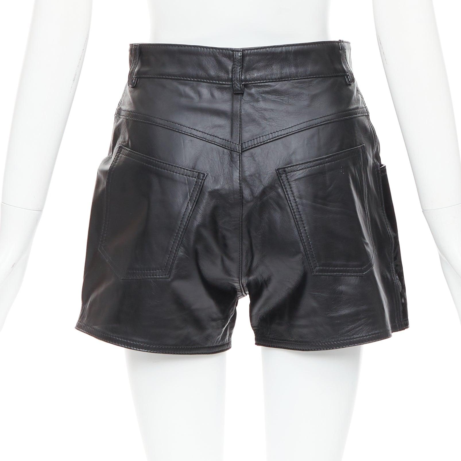 Donna MANOKHI pantaloncini a vita alta in vernice nera FR34 XS in vendita