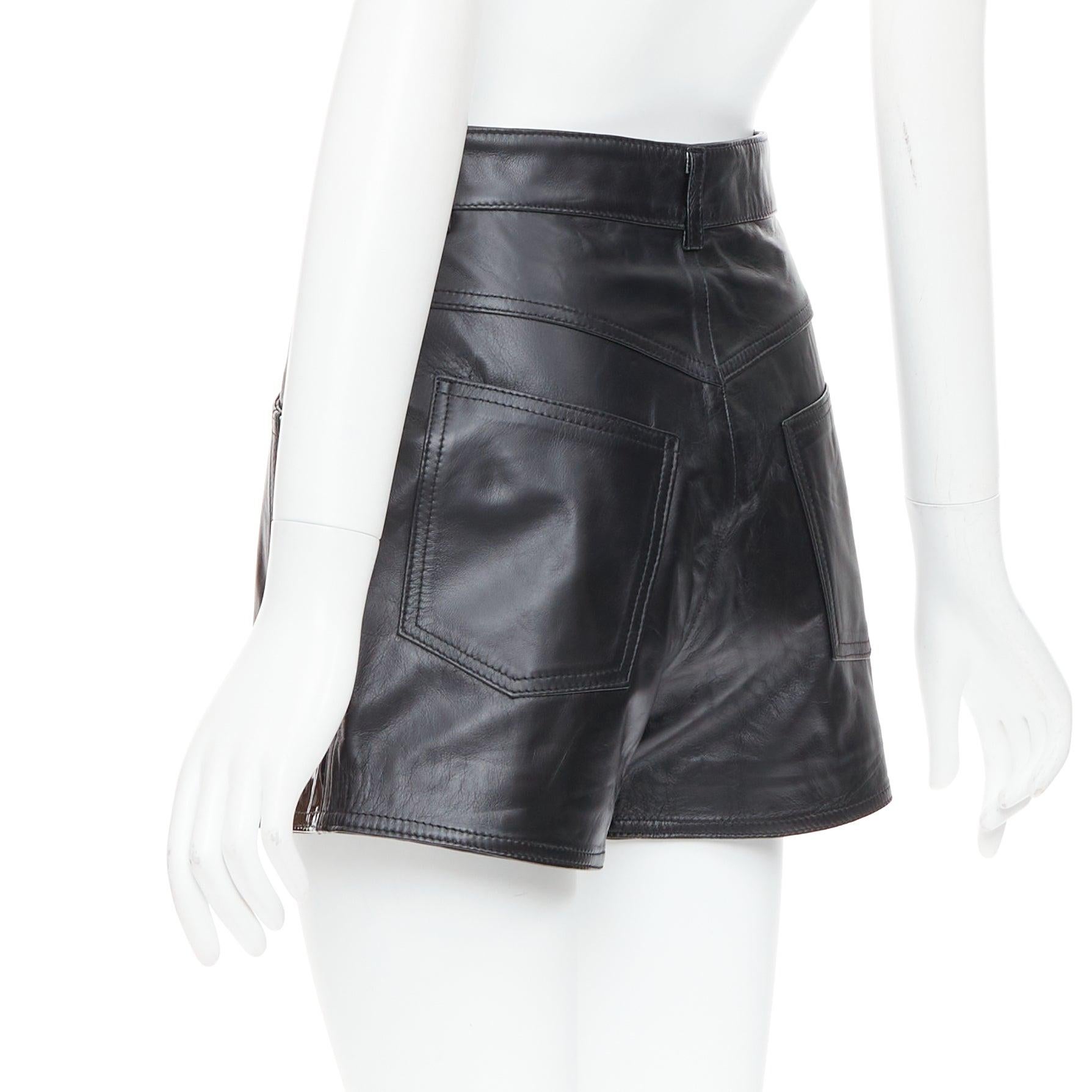 MANOKHI pantaloncini a vita alta in vernice nera FR34 XS in vendita 1