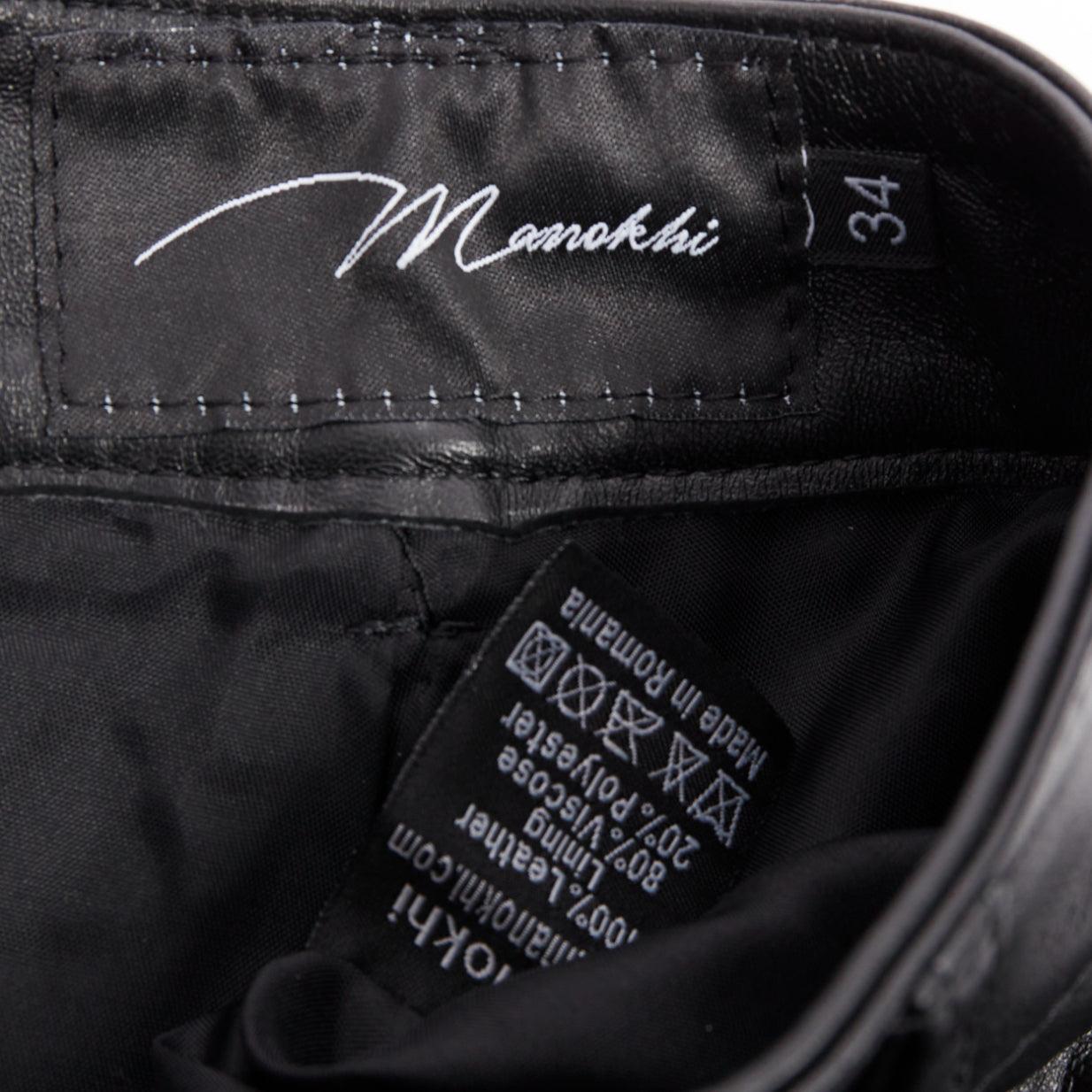 MANOKHI pantaloncini a vita alta in vernice nera FR34 XS in vendita 3