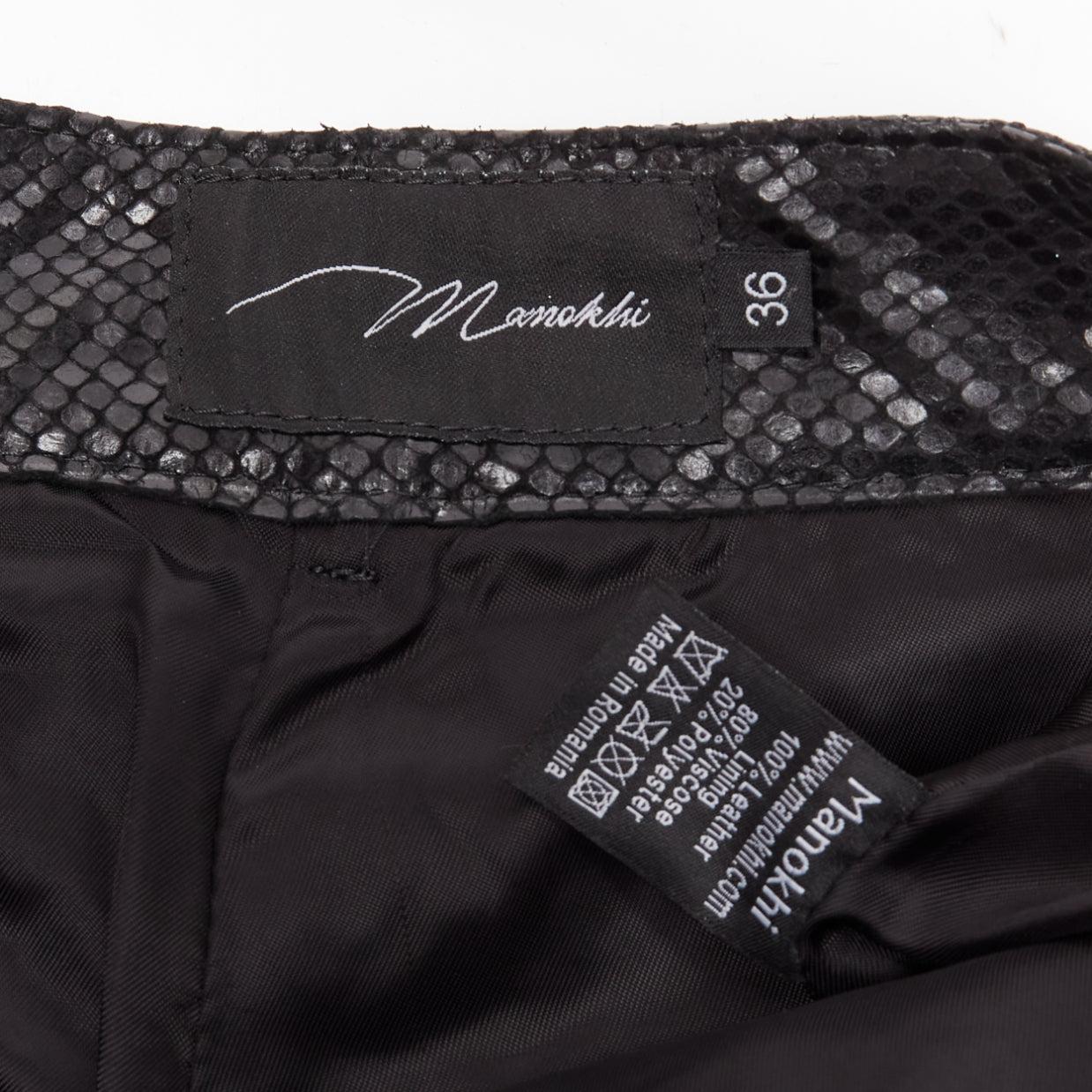 MANOKHI black genuine scaled leather high waisted shorts FR36 XS For Sale 4