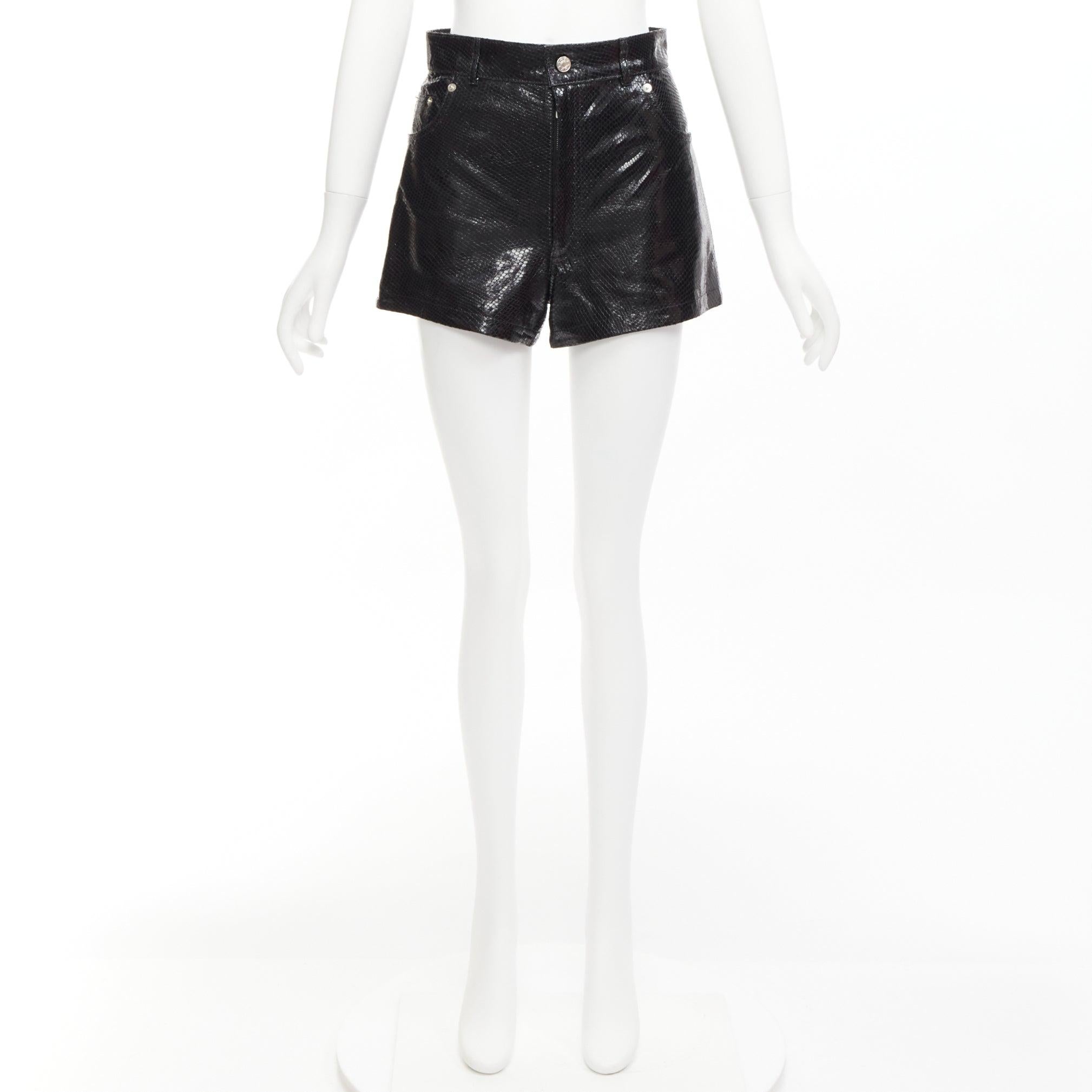 MANOKHI black genuine scaled leather high waisted shorts FR36 XS For Sale 5