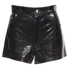 MANOKHI black genuine scaled leather high waisted shorts FR36 XS