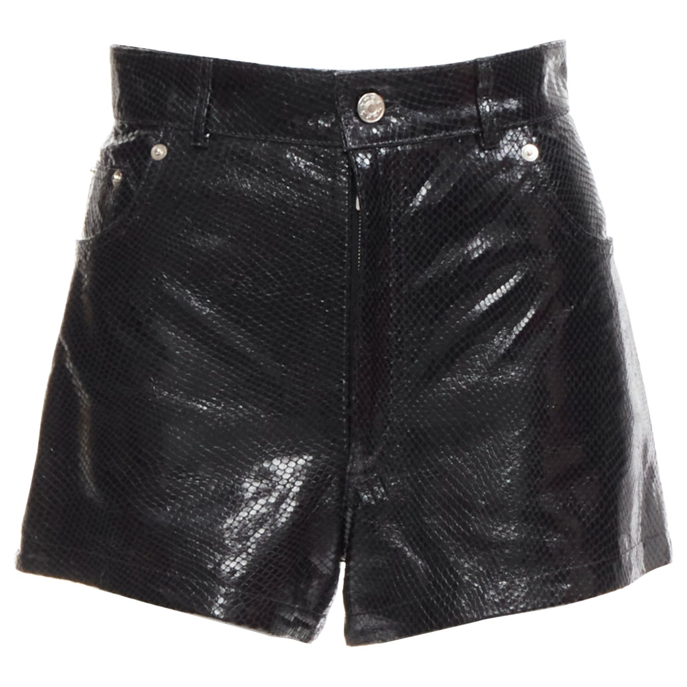 MANOKHI short taille haute en cuir véritable écaillé noir FR36 XS