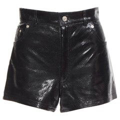 MANOKHI black genuine scaled leather high waisted shorts FR36 XS