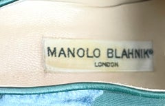 Manolo Blahnik 1980s Size 37 / 7 Silk/Velvet Lace Up Kitten Heel Oxford Booties