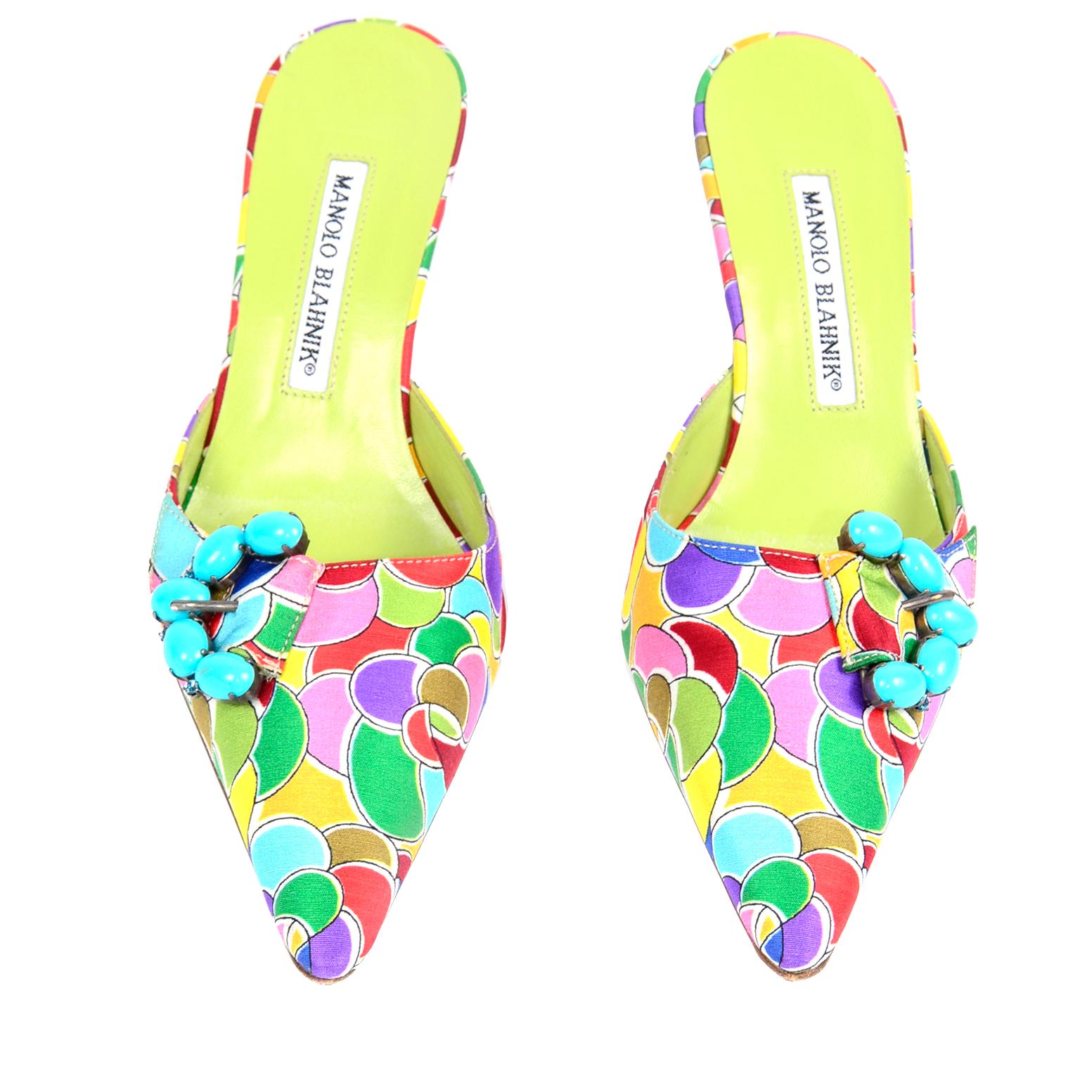 colorful mules shoes