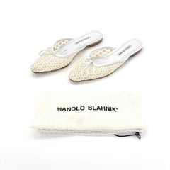 Manolo Blahnik Ballerimu Lace Daisy Flower Slip On Mules Flats 39.5