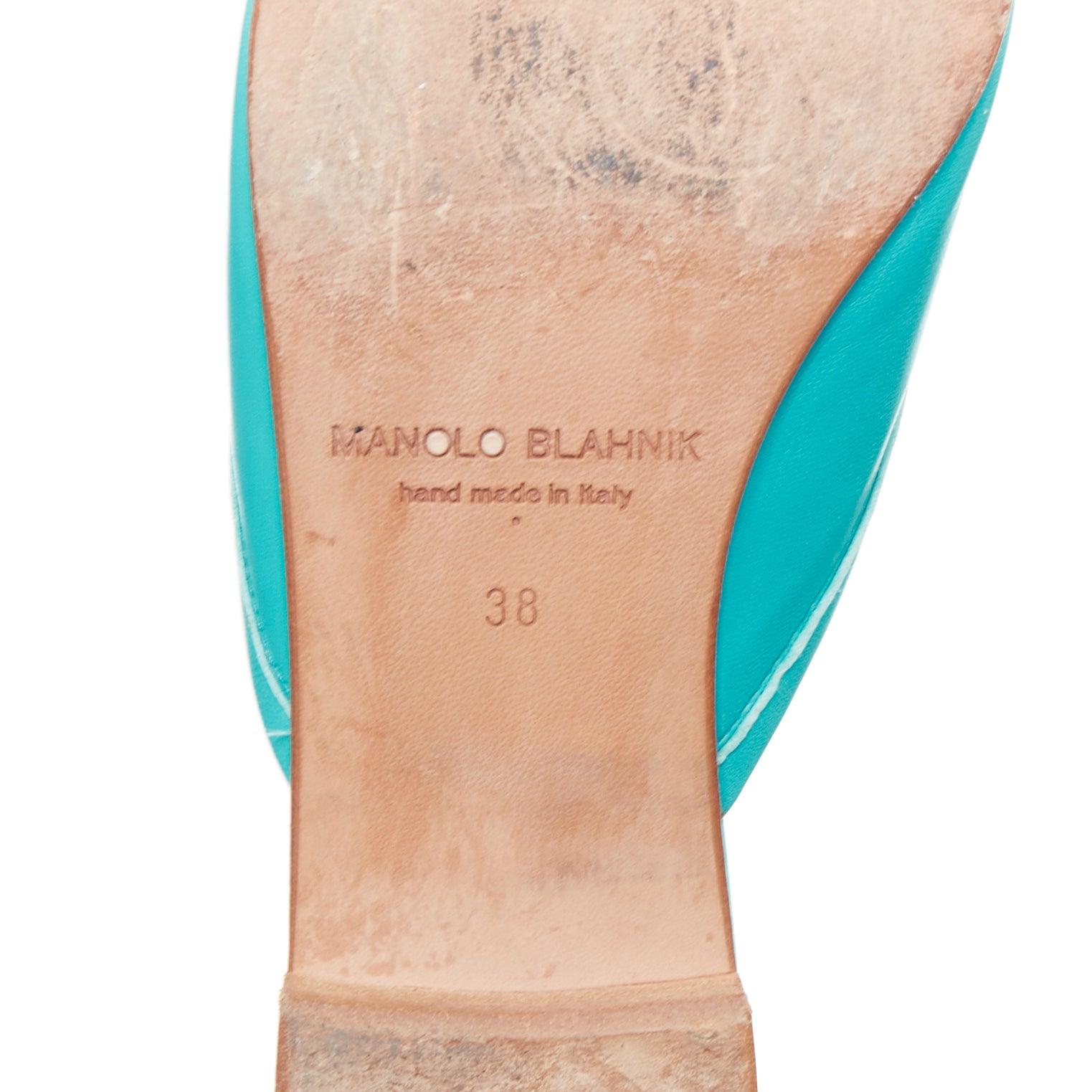 ManOLO BlahNIK Ballerimu mules de ballet en cuir vert turquoise EU38 en vente 5