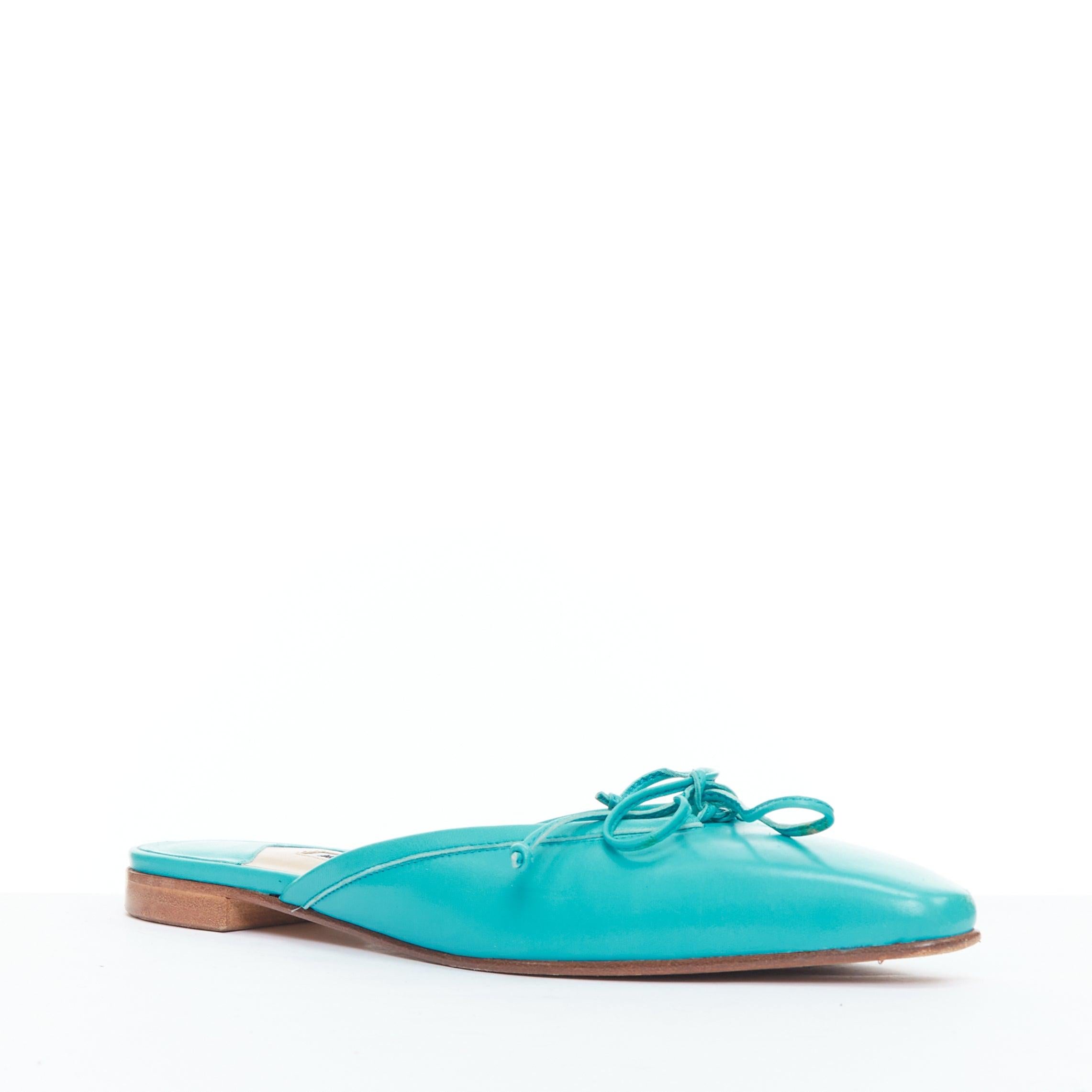 Vert ManOLO BlahNIK Ballerimu mules de ballet en cuir vert turquoise EU38 en vente