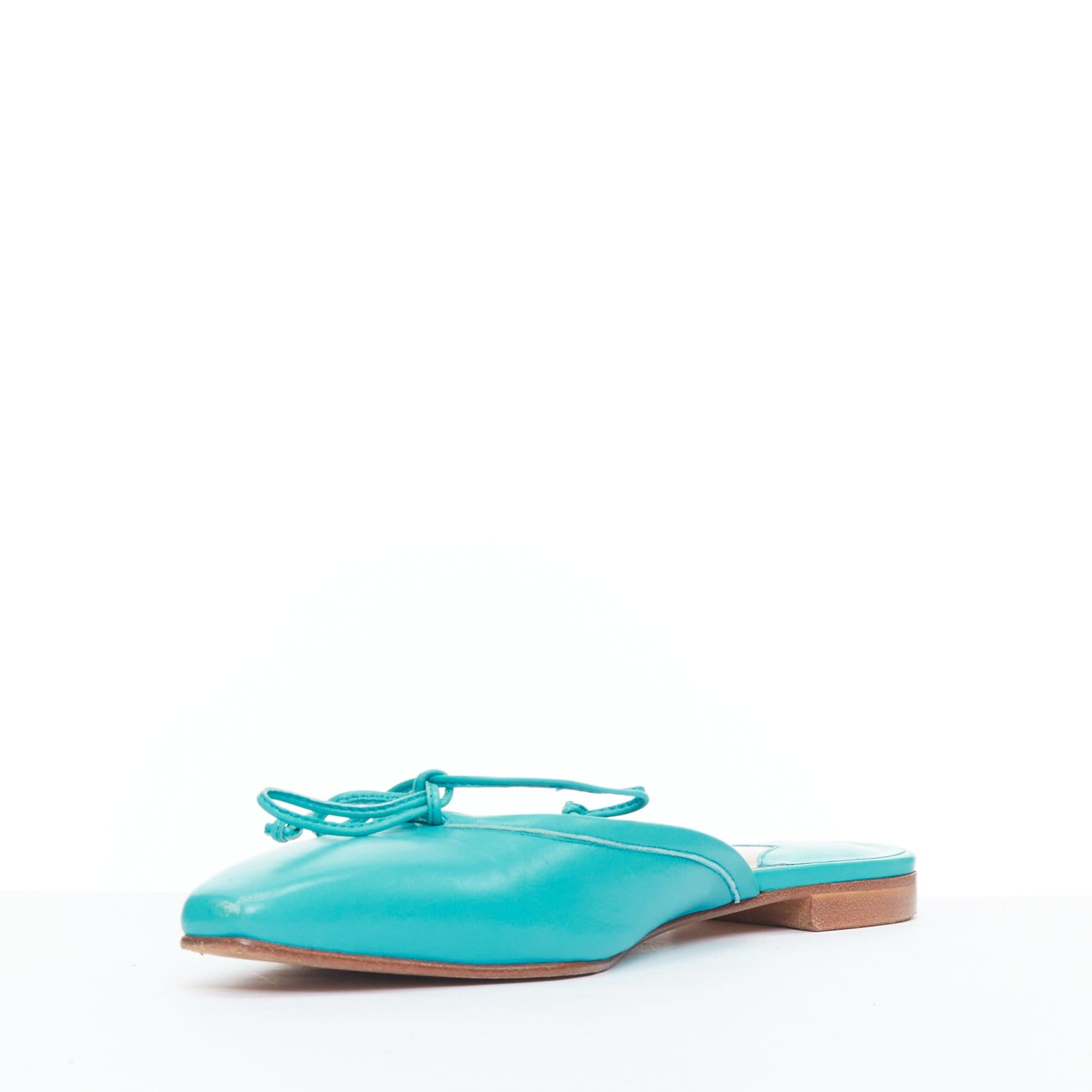 ManOLO BlahNIK Ballerimu mules de ballet en cuir vert turquoise EU38 Bon état - En vente à Hong Kong, NT