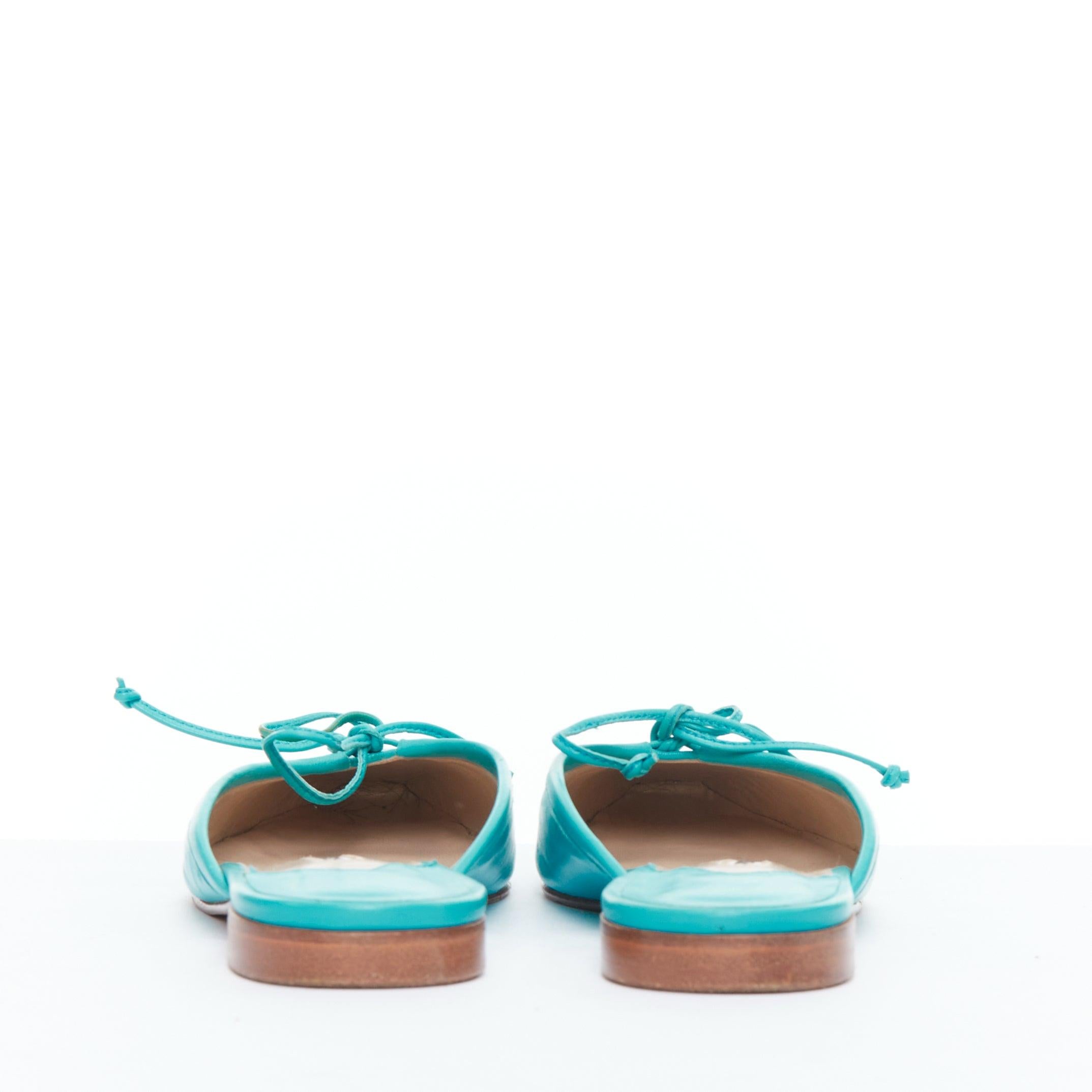 ManOLO BlahNIK Ballerimu mules de ballet en cuir vert turquoise EU38 Pour femmes en vente