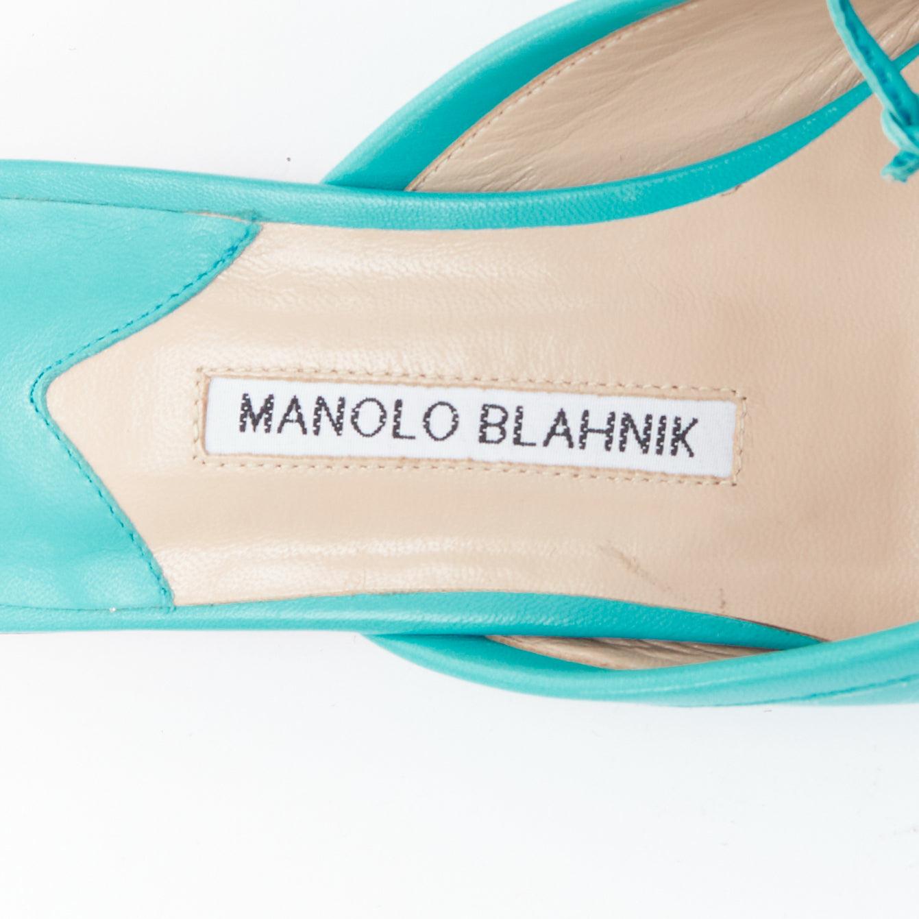 ManOLO BlahNIK Ballerimu mules de ballet en cuir vert turquoise EU38 en vente 3