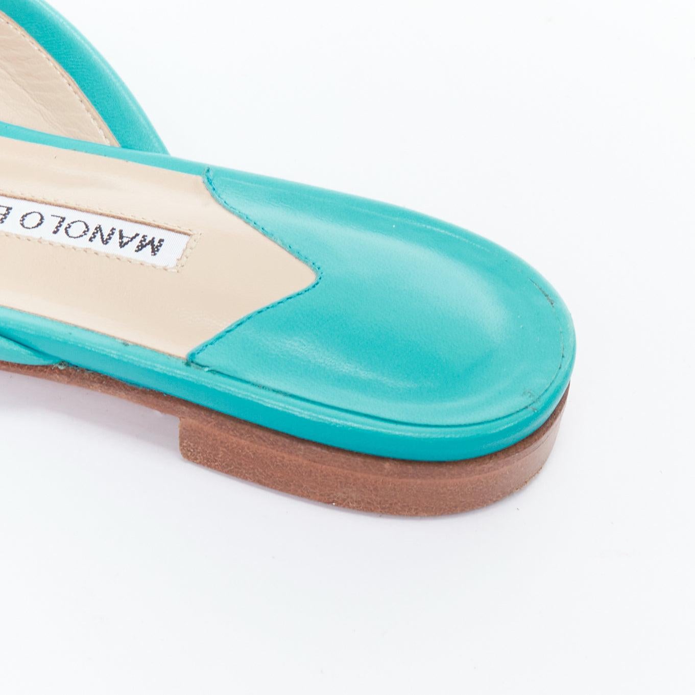 ManOLO BlahNIK Ballerimu mules de ballet en cuir vert turquoise EU38 en vente 4