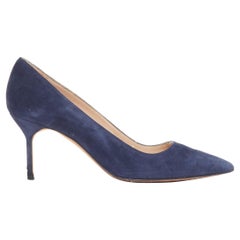 MANOLO BLAHNIK BB 70 marineblaue Stiefeletten aus Wildleder mit spitzer Zehe EU36,5