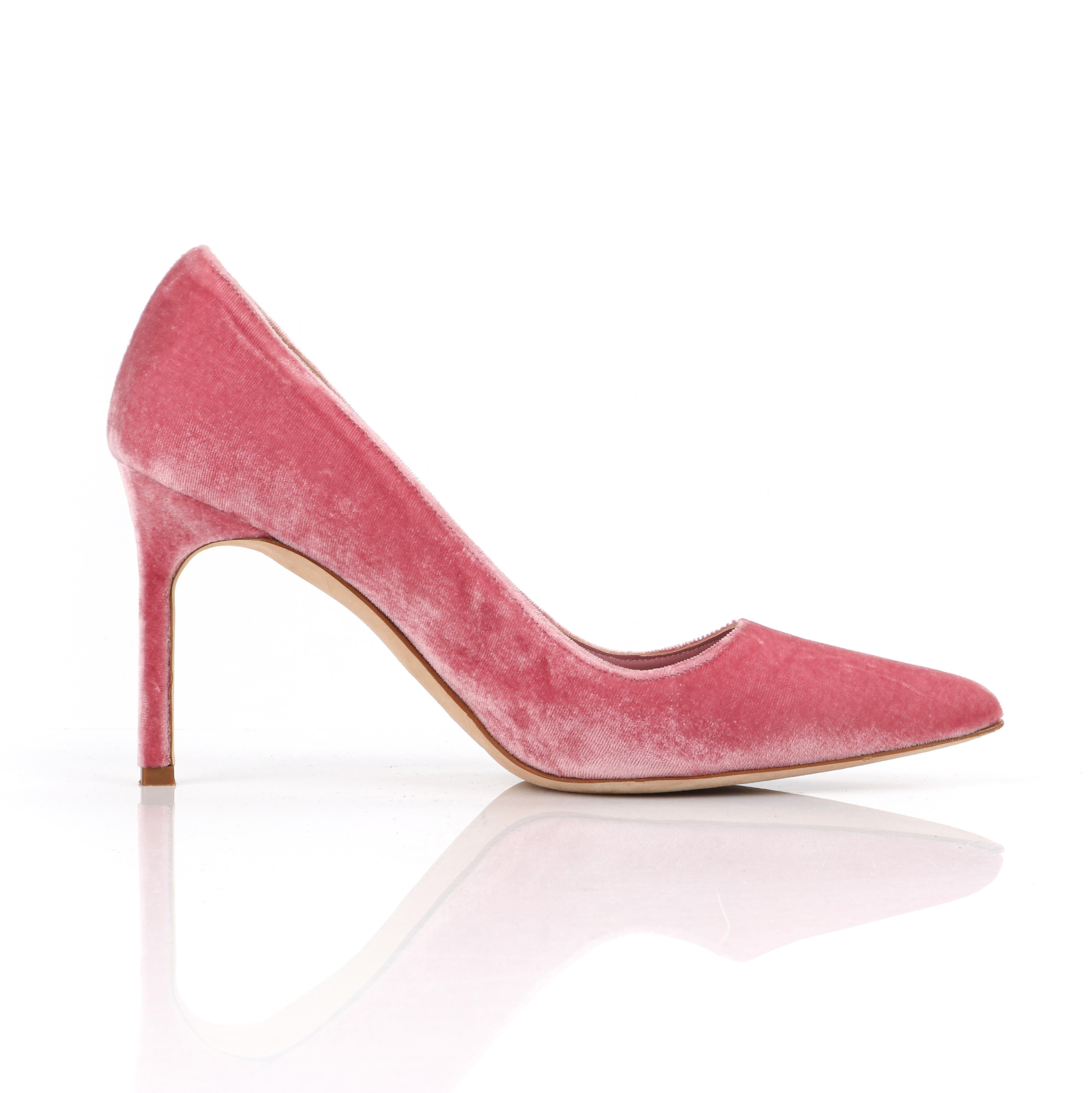 pink velvet heels