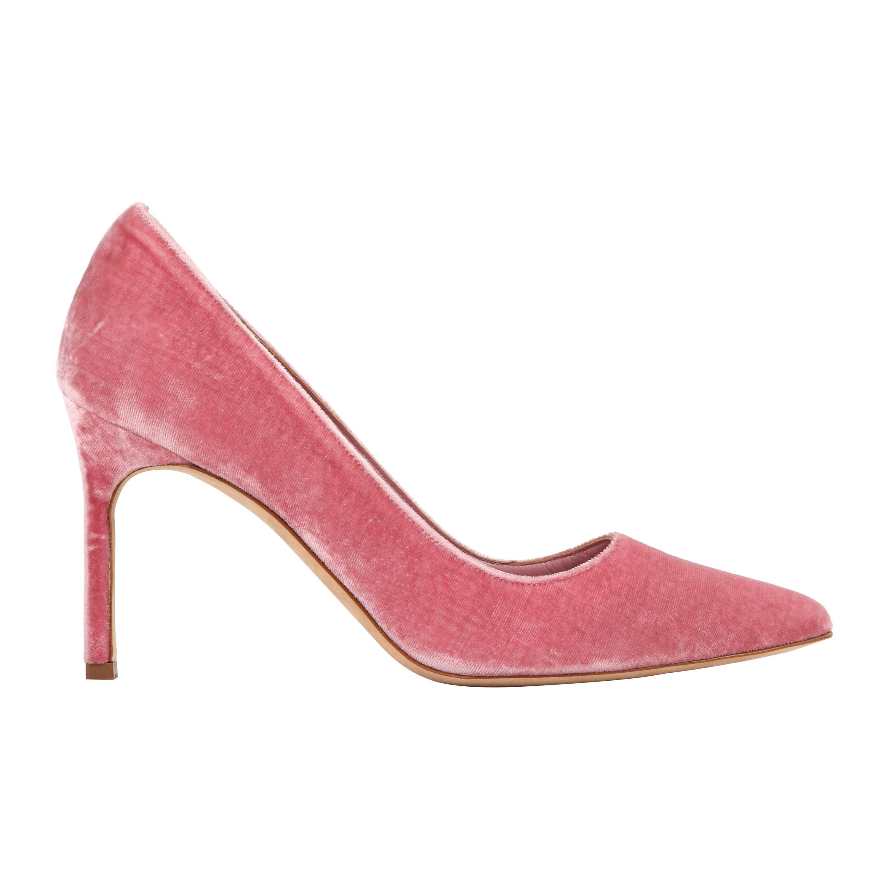 MANOLO BLAHNIK “BB” 90mm Pink Velvet Pointed Toe Covered Heel Stiletto Pumps