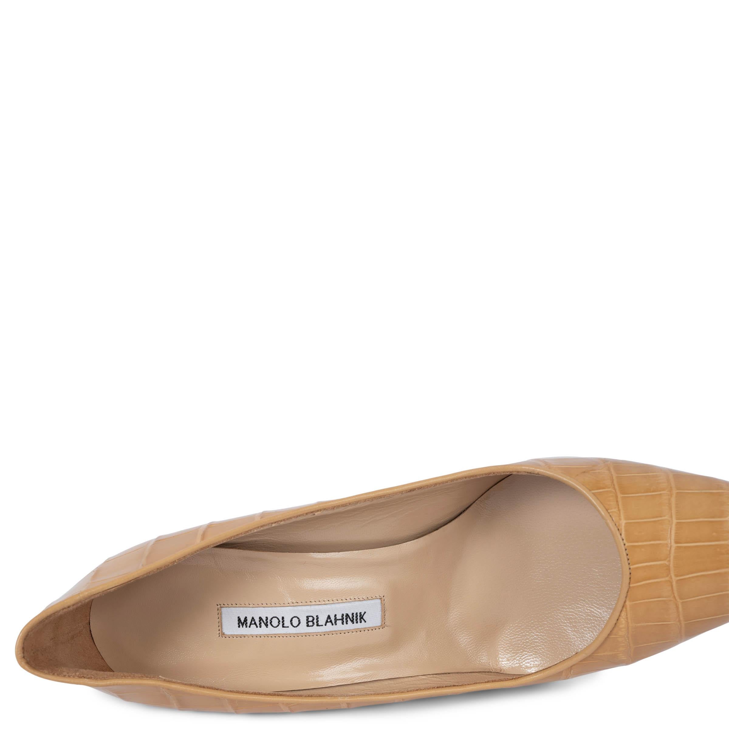 MANOLO BLAHNIK beige crocodile BLIXA Pumps Shoes 41 For Sale 1