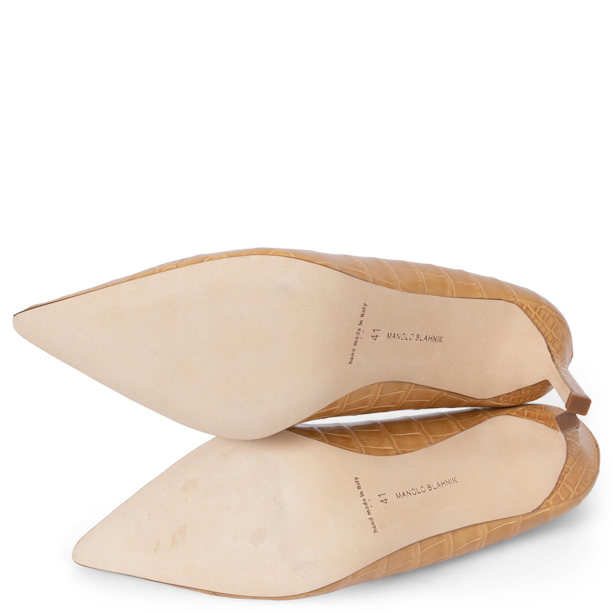 MANOLO BLAHNIK beige crocodile BLIXA Pumps Shoes 41 For Sale 2