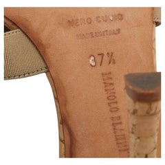Manolo Blahnik Beige Grosgrain Slingback Sandals Size 37.5