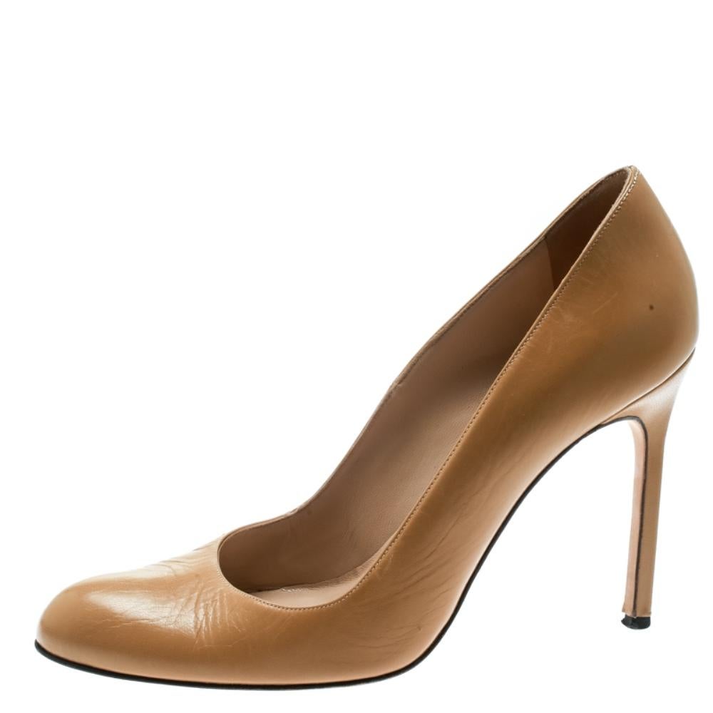 Manolo Blahnik Beige Leather BB Pumps Size 38.5 1