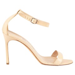 Manolo Blahnik Beige Leather Heeled Sandals Size IT 38