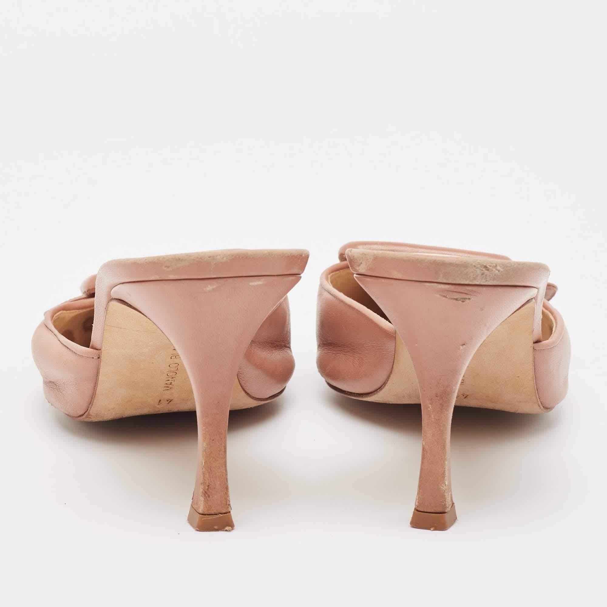 Manolo Blahnik Beige Leather Maysale Pointed Toe Mules Size 41 1